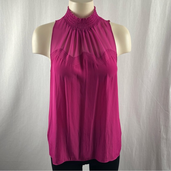 Ramy Brook Women's Pink Sleeveless Mock-Neck Keyhole Blouse Top Size Small - Picture 3 of 10